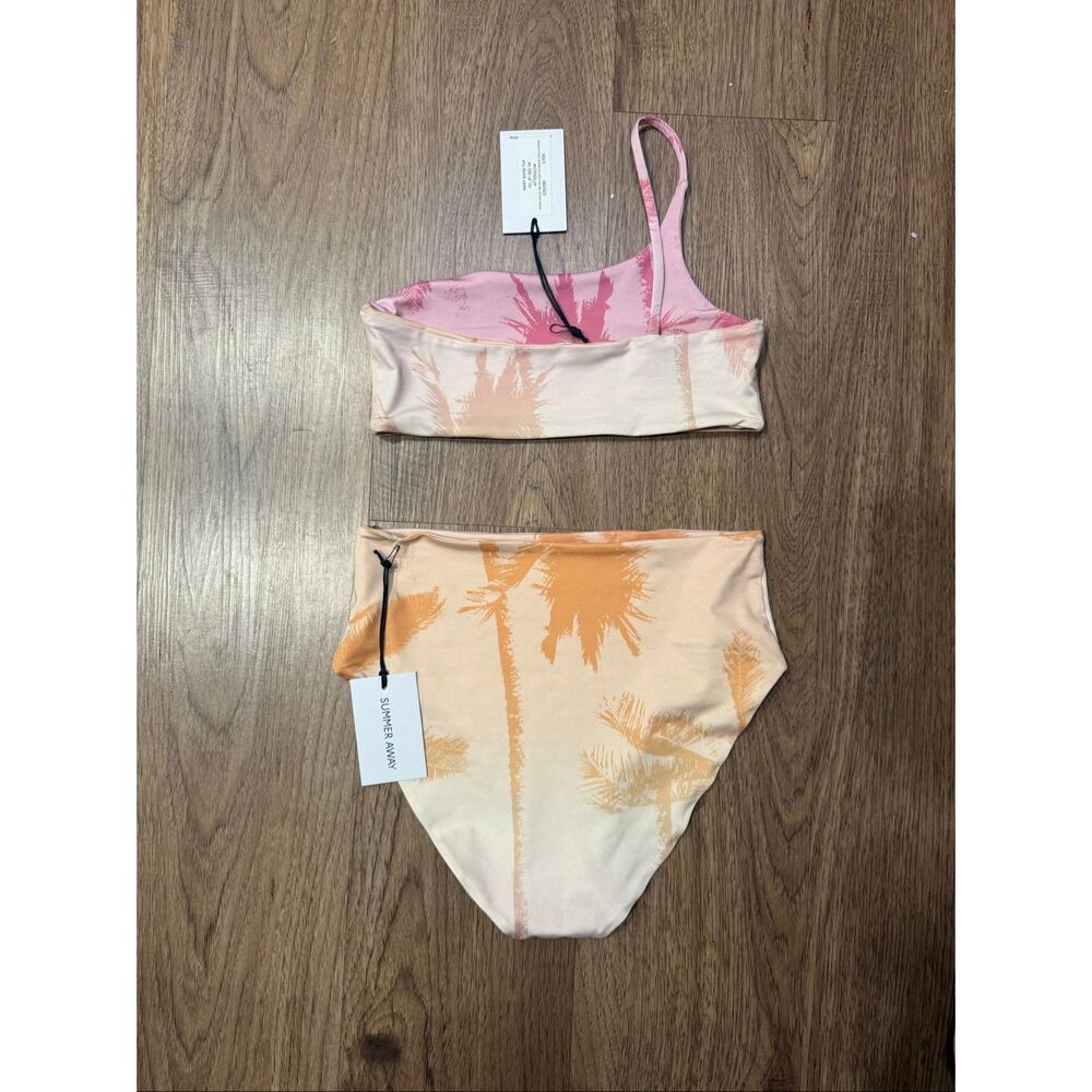 Summer Away ombre palm print BIKINI TOP & bikini bottom set Size S NWT - Picture 3 of 5